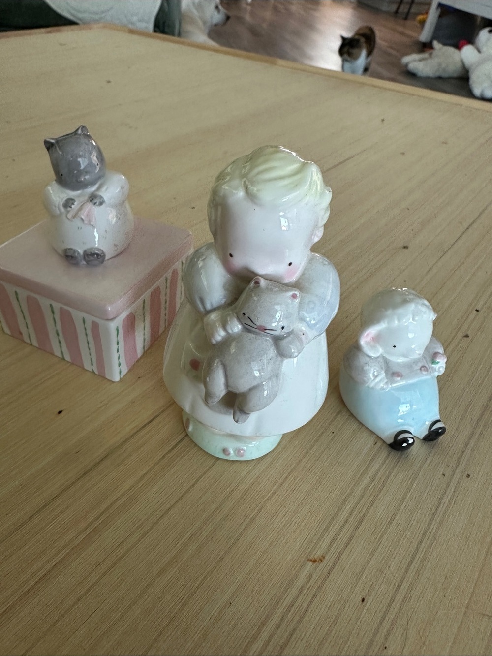 Michel & Co ceramic box and figurines.